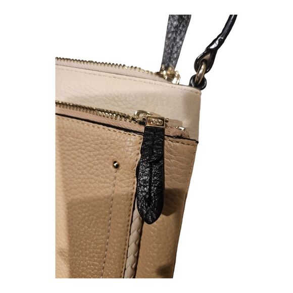 COLE HAAN Tri-Color Crossbody ~ Tan Cream Black - Picture 8 of 11